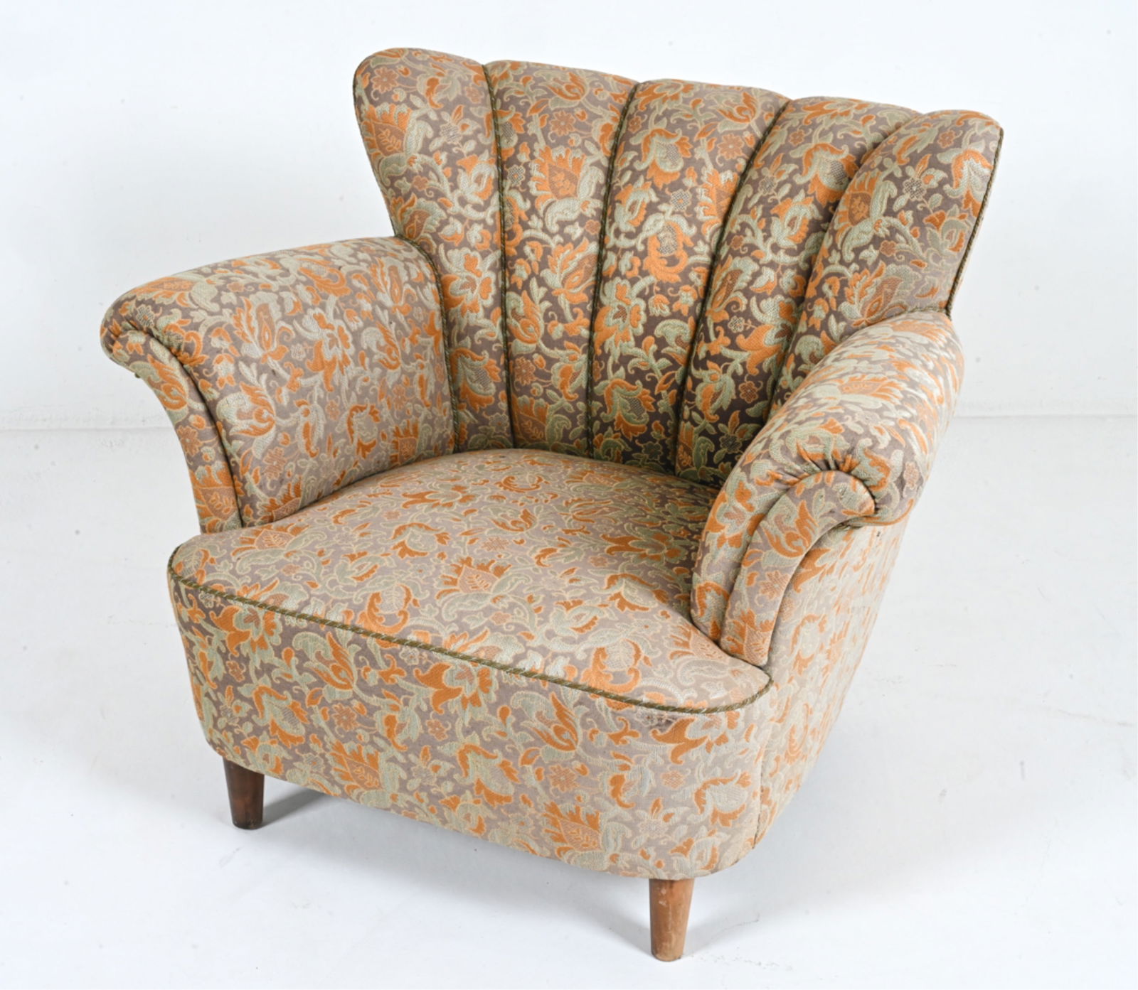 SWEDISH ART DECO BEECH & JACQUARD ARMCHAIR, 1940'S (1 of 14)