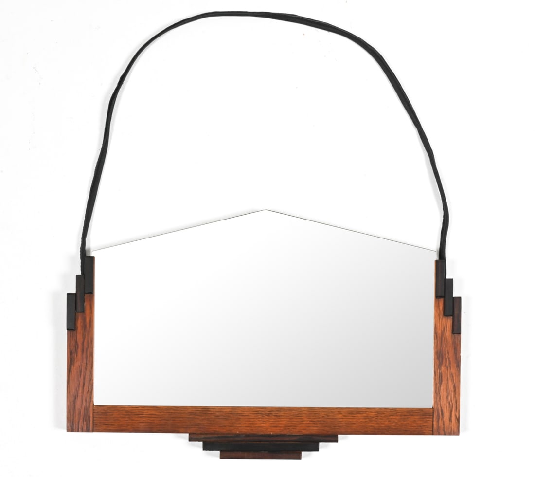 ART DECO OAK & COROMANDEL HANGING MIRROR, C. 1930 (1 of 12)