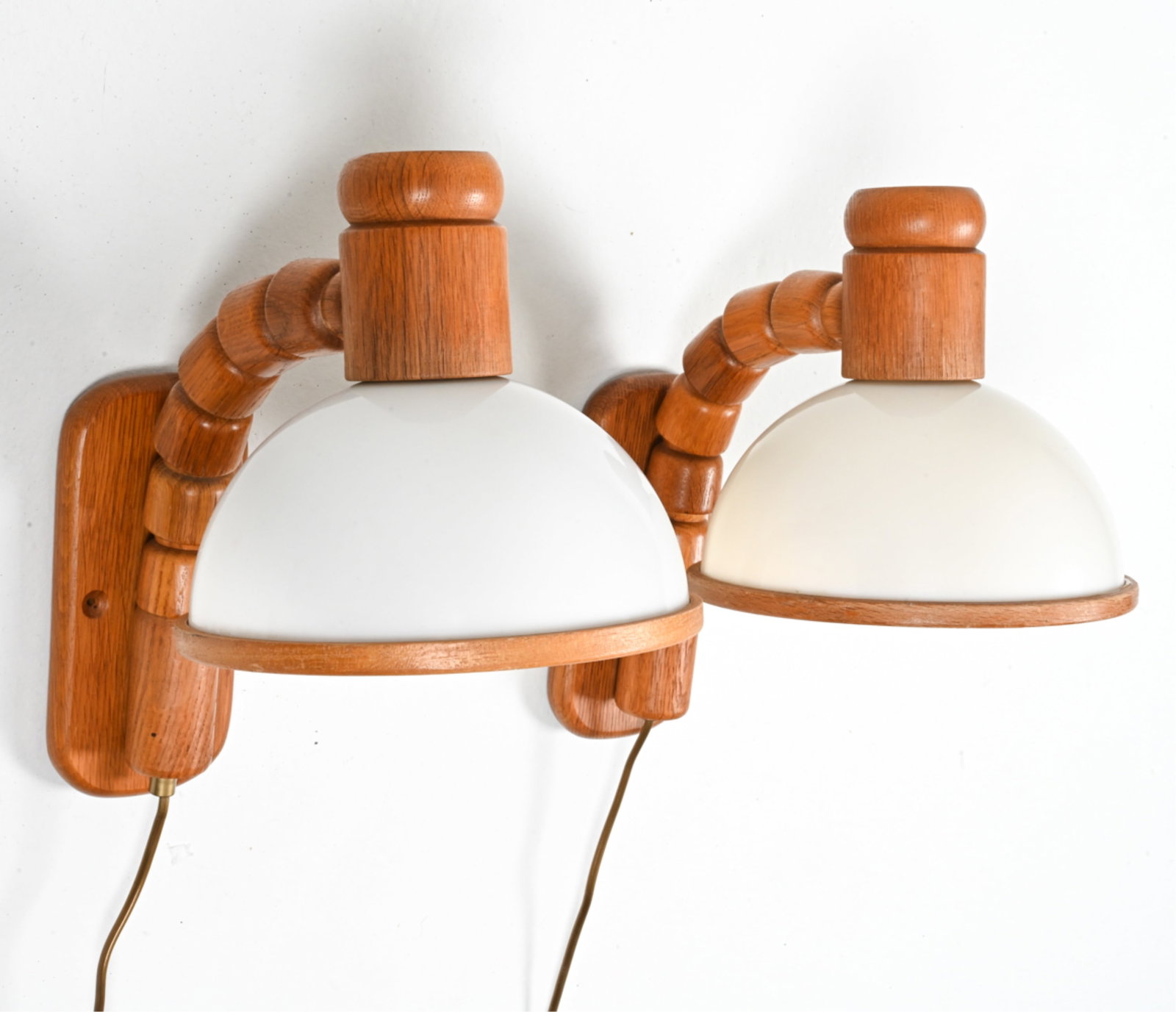 PAIR OF DUTCH OAK GOOSENECK SCONCES, C. 1970'S (1 of 15)