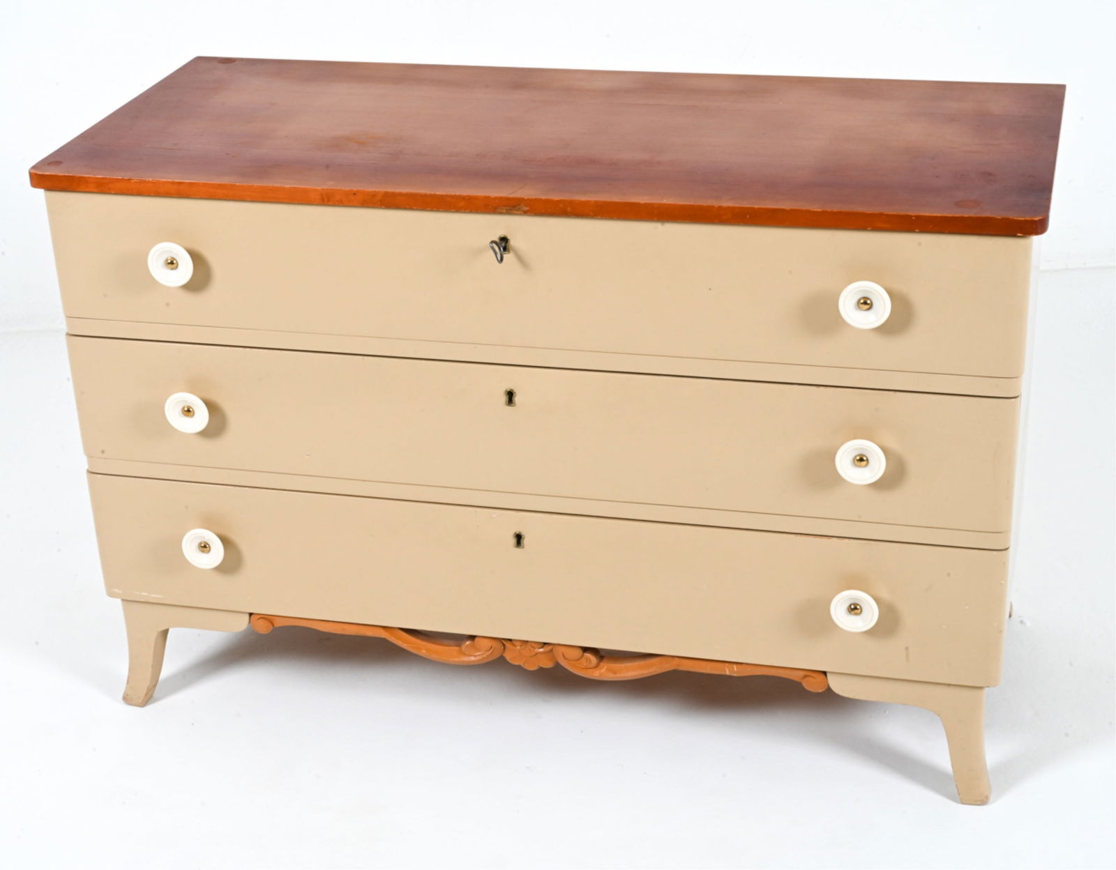 SWEDISH ELM & PAINT-DECORATED CHEST, C. 1940'S (1 of 16)