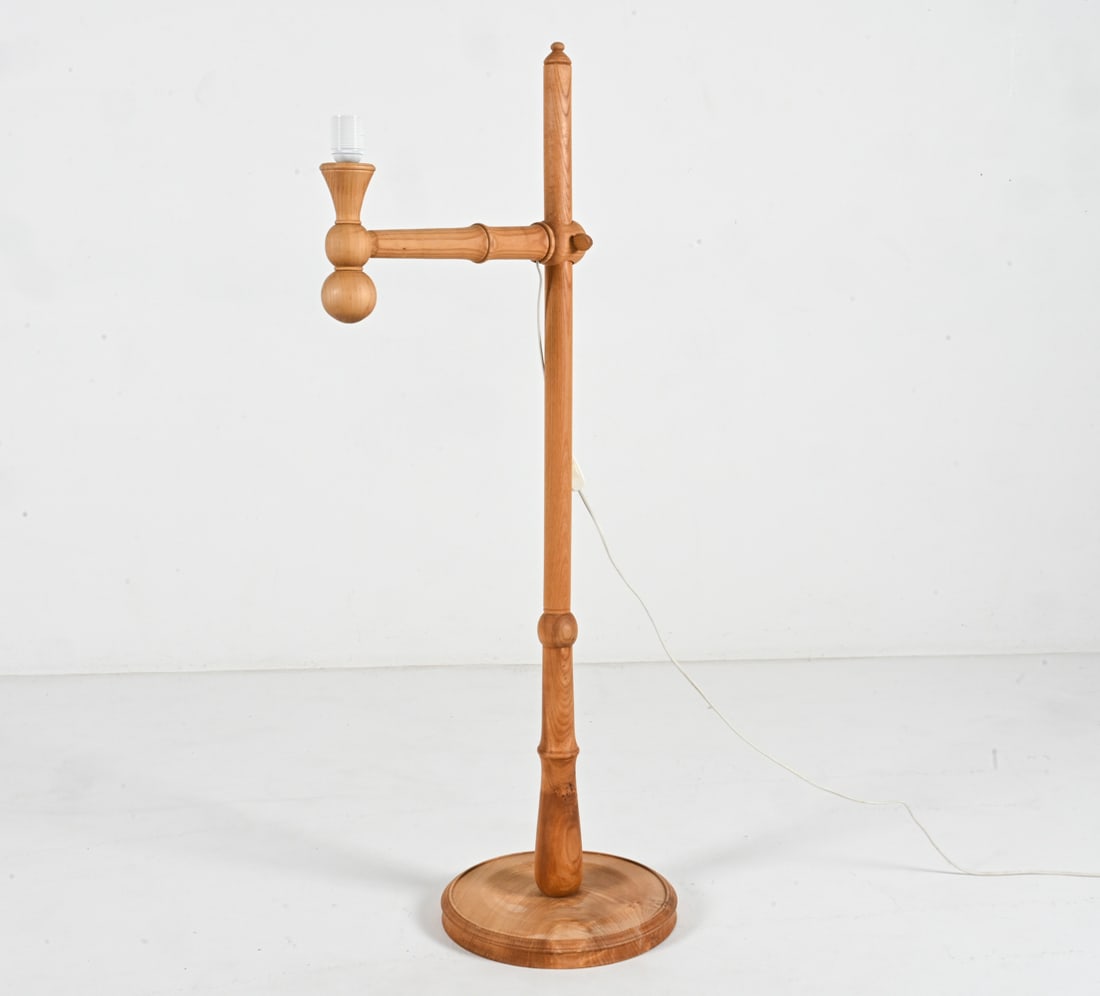 SWEDISH MODERN TURNED WOOD FLOOR LAMP, C. 1970 (1 of 17)