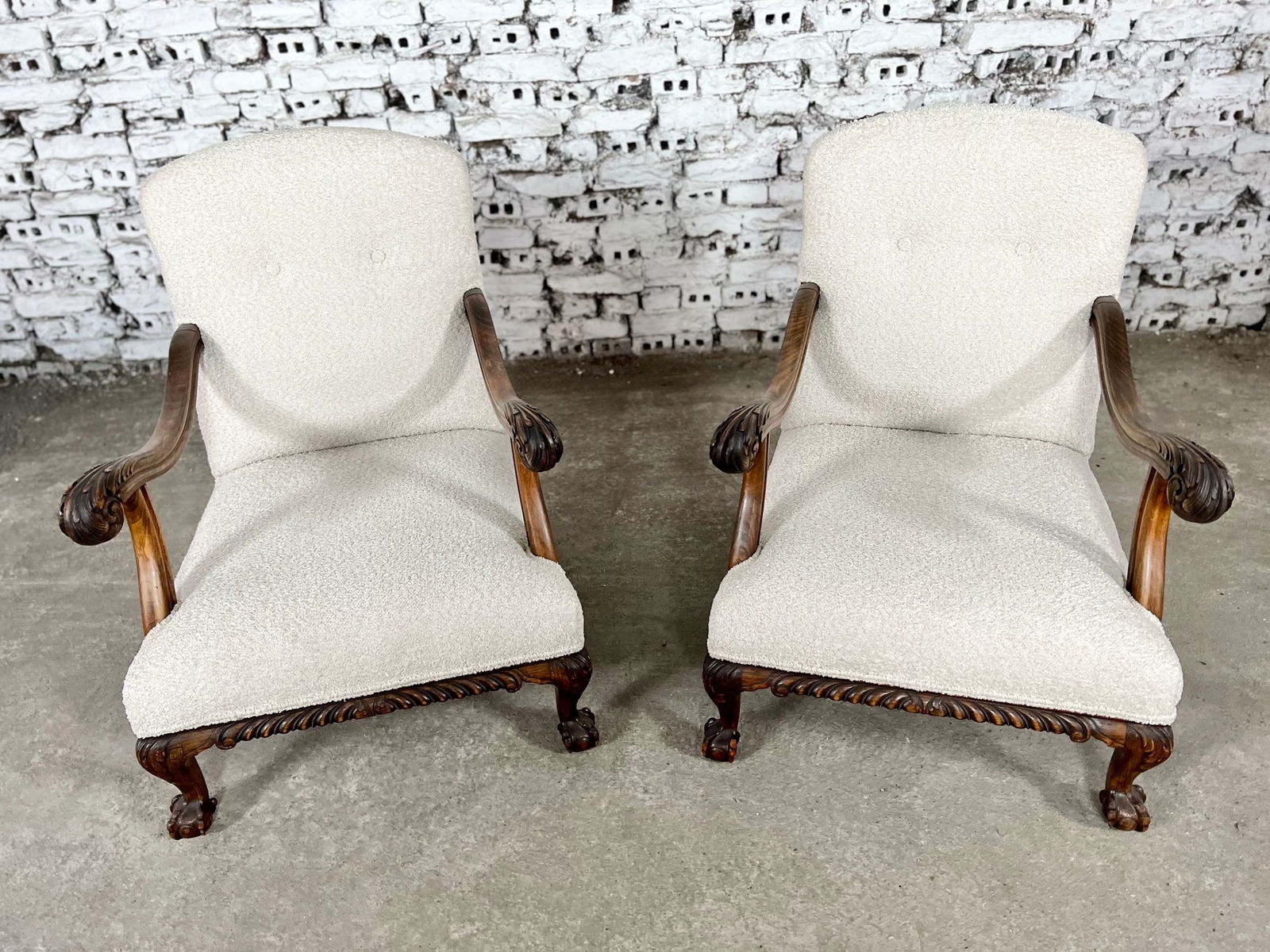 PAIR OF ANTIQUE FRENCH OAK ARMCHAIRS (1 of 15)