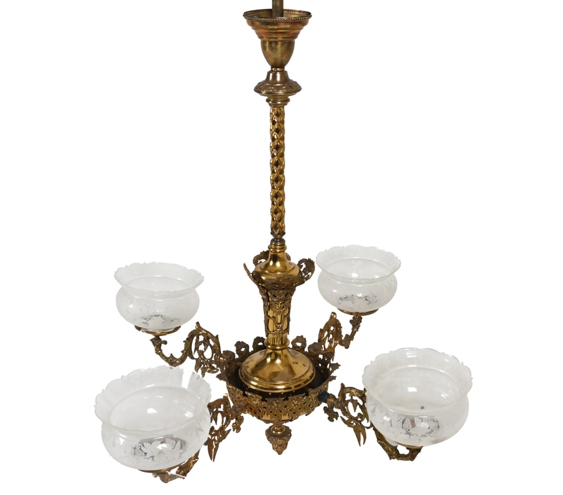 ANTIQUE BRASS CORNELIUS-STYLE CHANDELIER (1 of 19)