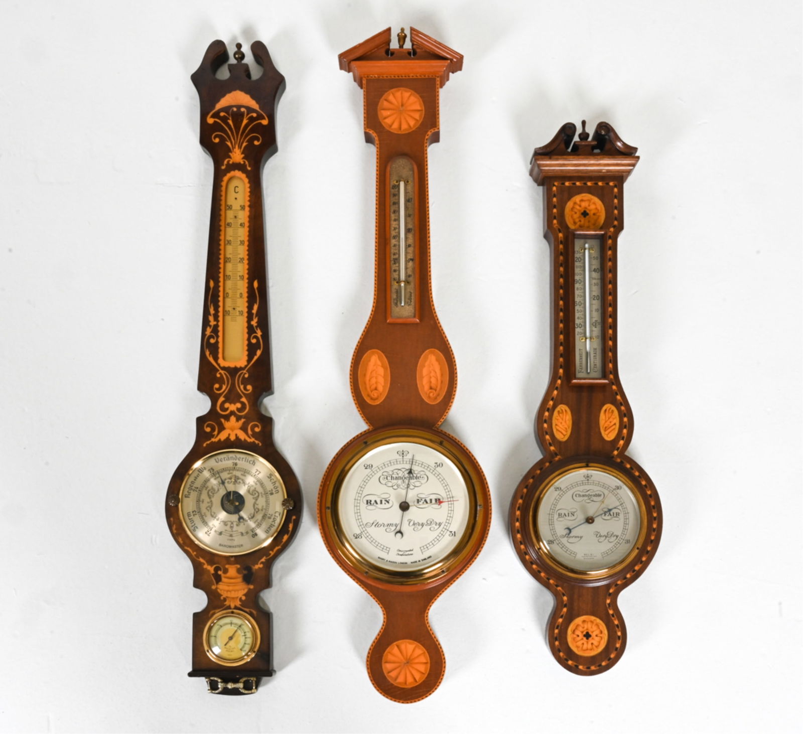 (3) INLAID BANJO-FORM BAROMETERS (1 of 15)