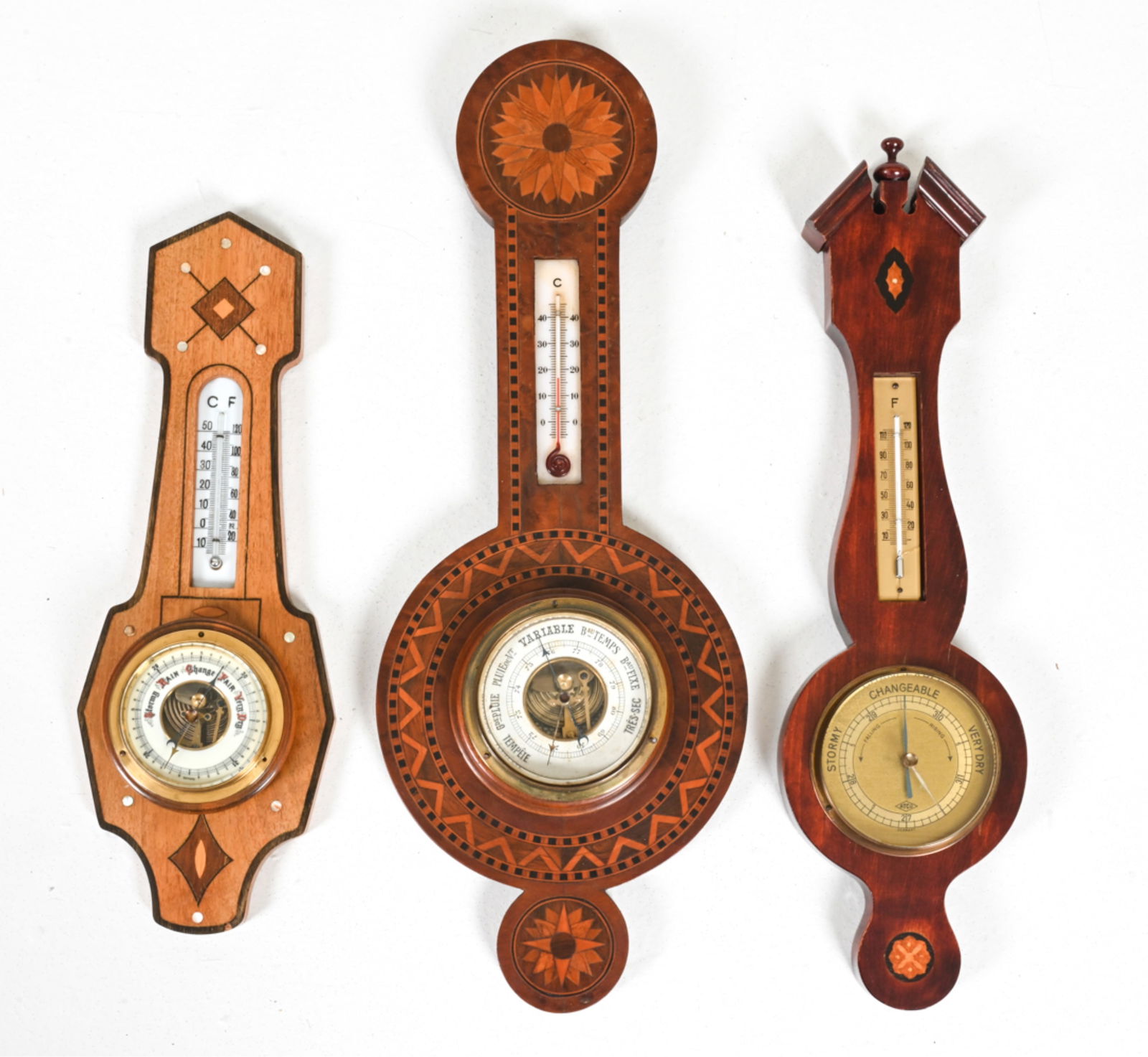 (3) VINTAGE INLAID BAROMETERS (1 of 13)