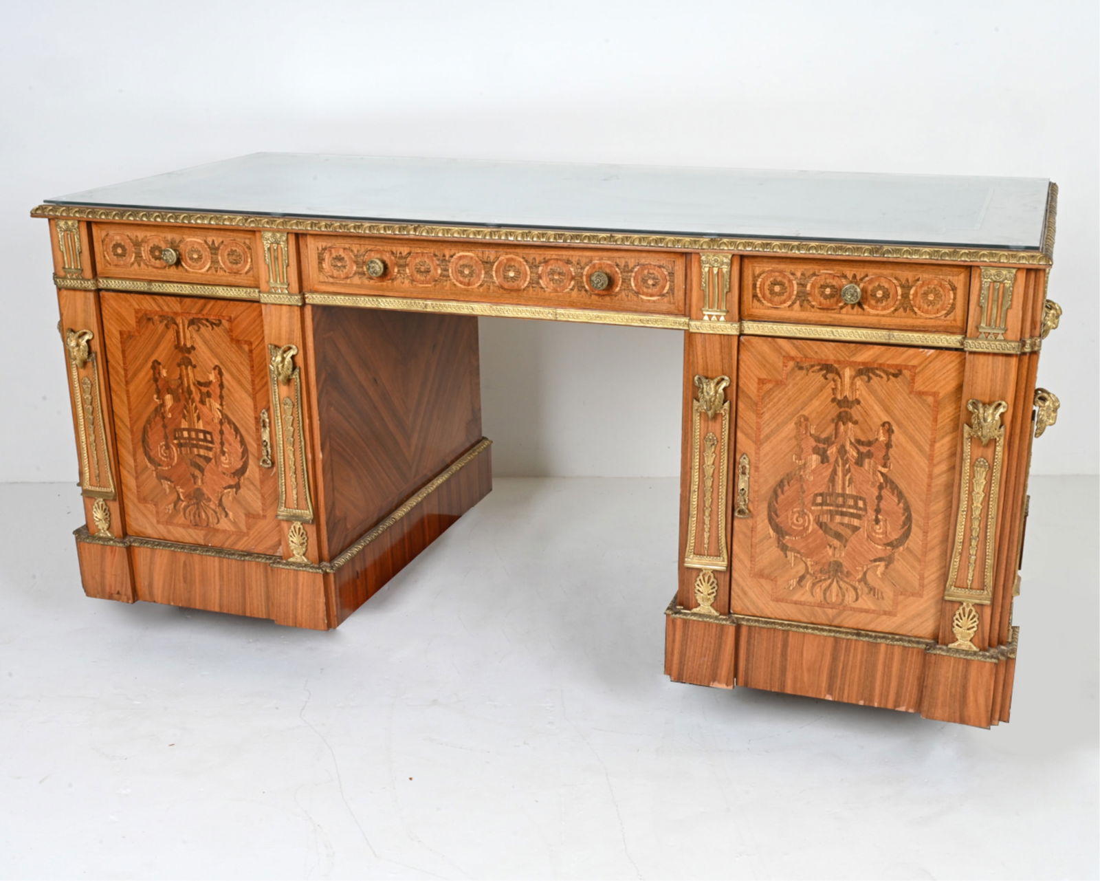 20TH C. ORMOLU-MOUNTED MARQUETRY EXECUTIVE DESK (1 of 17)