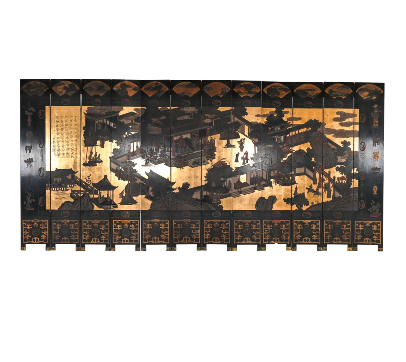MONUMENTAL CHINESE ART DECO LACQUER FOLDING SCREEN (1 of 20)