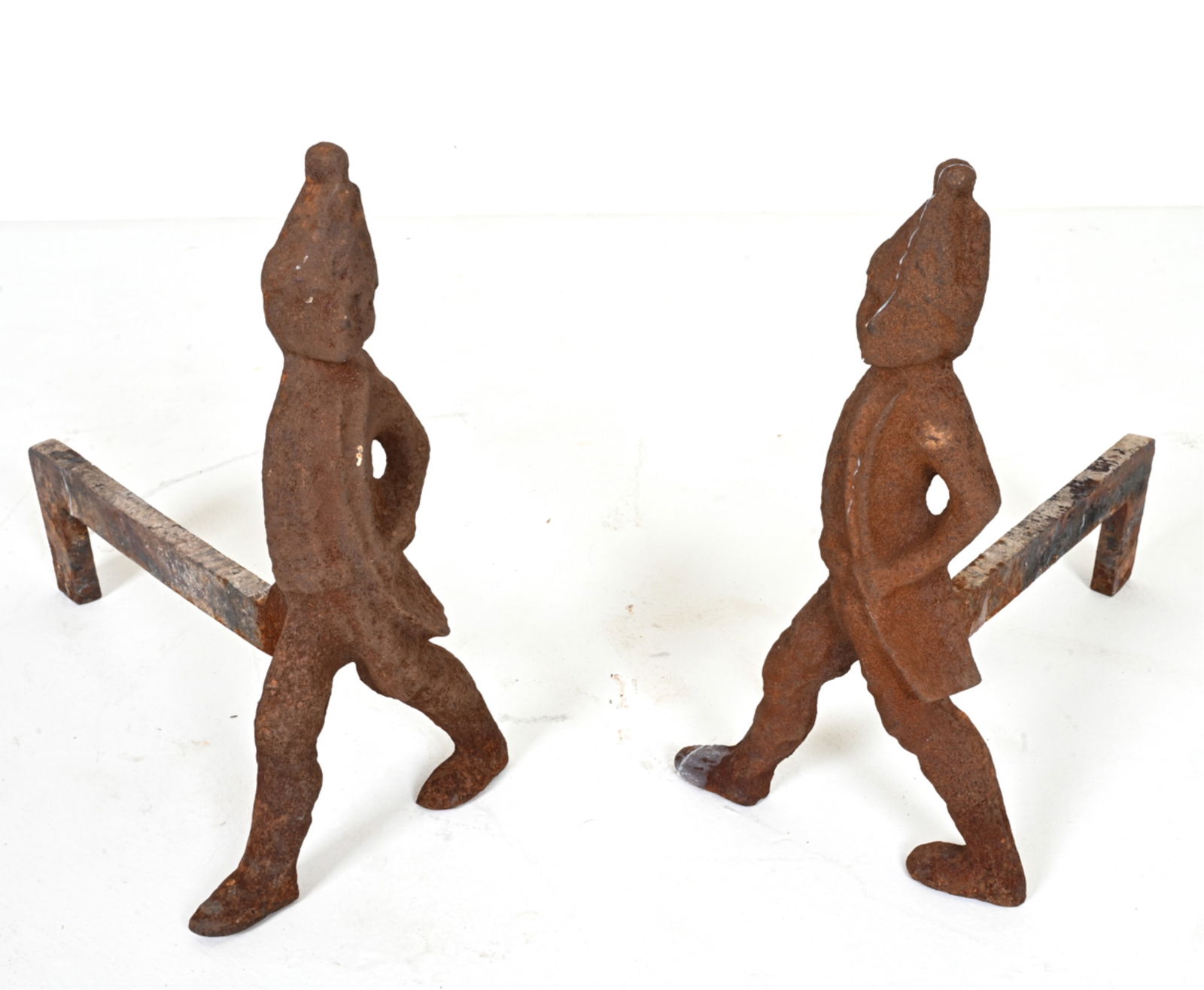 PAIR OF CAST IRON HESSIAN SOLDIER ANDIRONS (1 of 12)