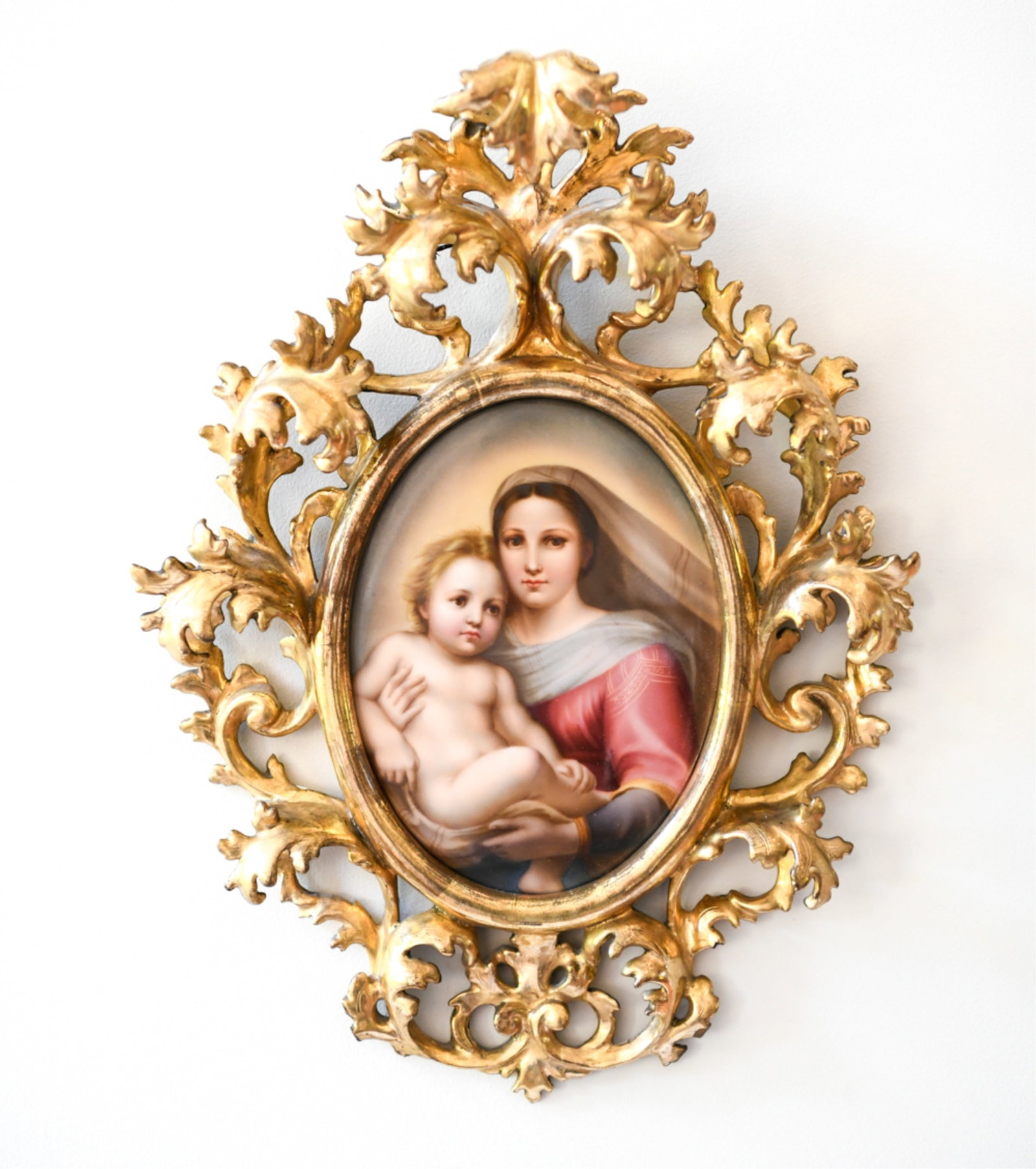 19TH C. PAINTED PORCELAIN PLAQUE FLORENTINE FRAME (1 of 8)