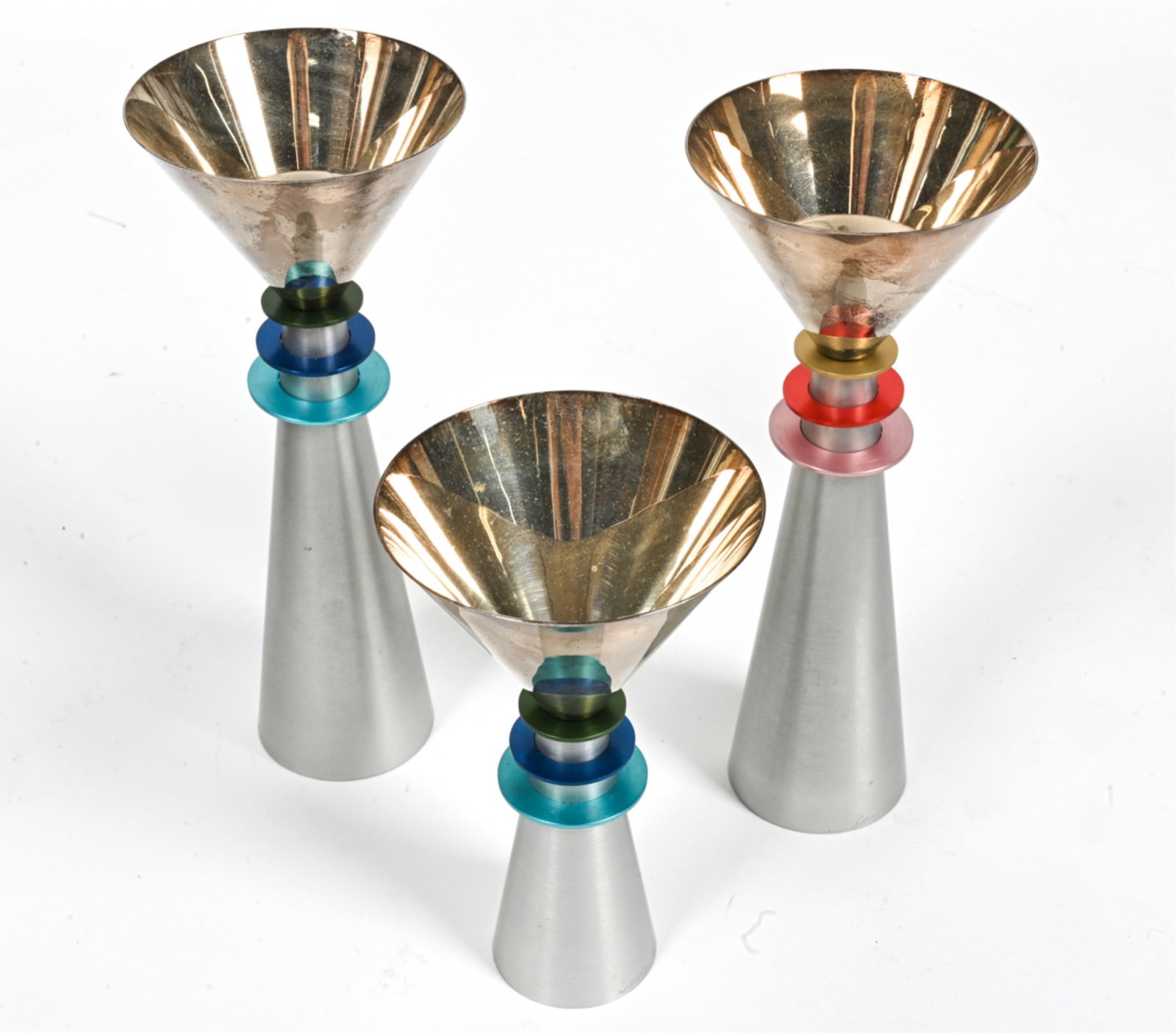 (3) MODERNIST ISRAELI KIDDUSH GOBLET/CANDLESTICKS (1 of 10)