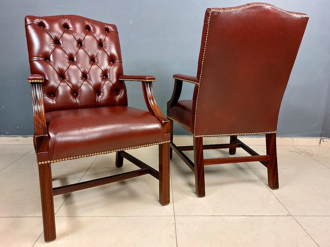 PAIR OF GAINSBOROUGH CHESTERFIELD LEATHER CHAIRS (1 of 6)