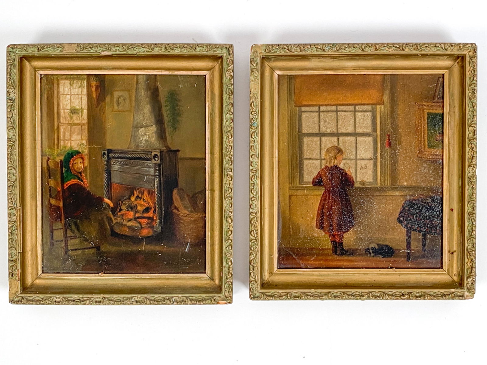 (2) 19TH C. O/B INTERIOR VIEW PAINTINGS (1 of 12)