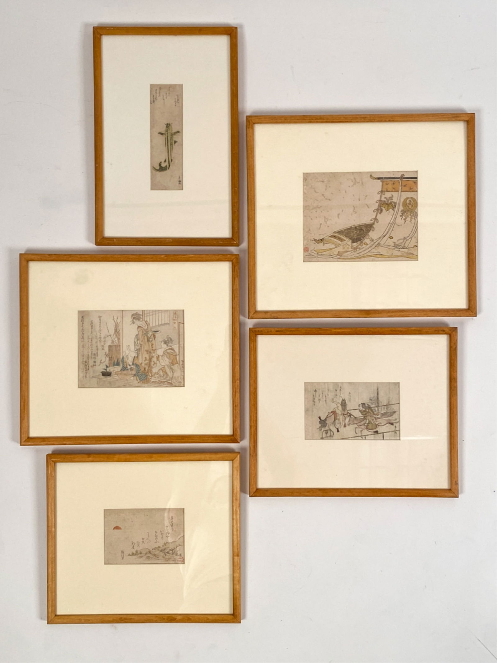 (5) SMALL ANTIQUE JAPANESE WOODBLOCK PRINTS (1 of 11)