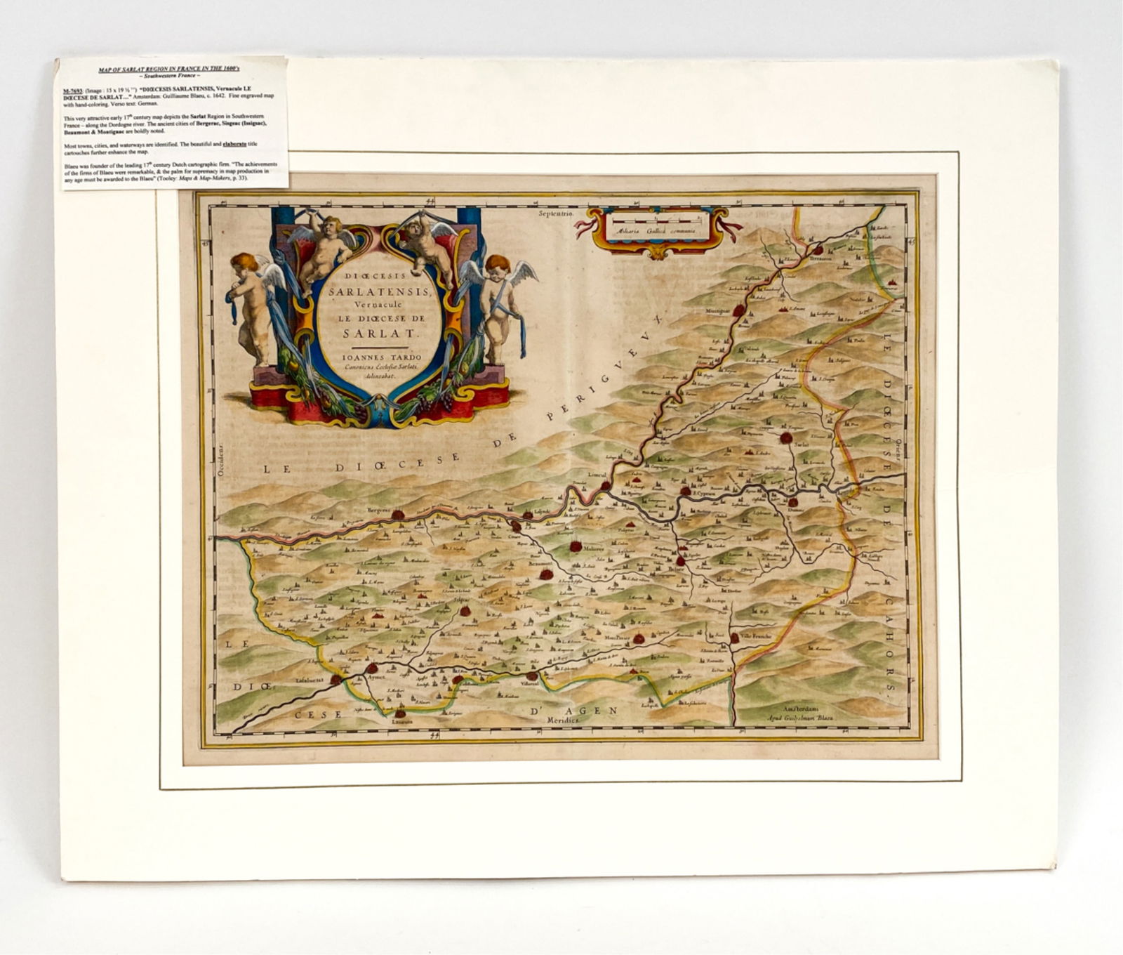 BLAEU 17TH C. MAP OF THE SARLAT REGION OF FRANCE (1 of 11)