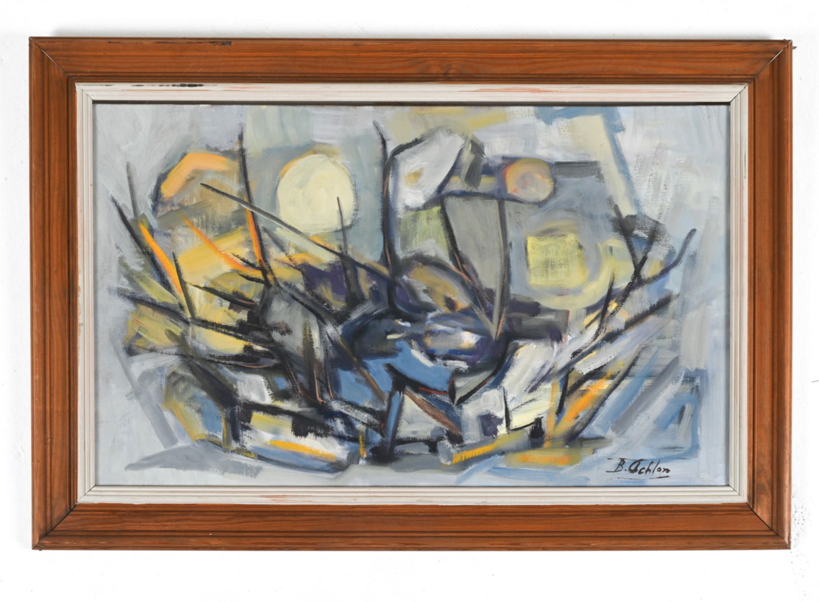 20TH C. DANISH ABSTRACT OIL ON CANVAS, SIGNED (1 of 8)
