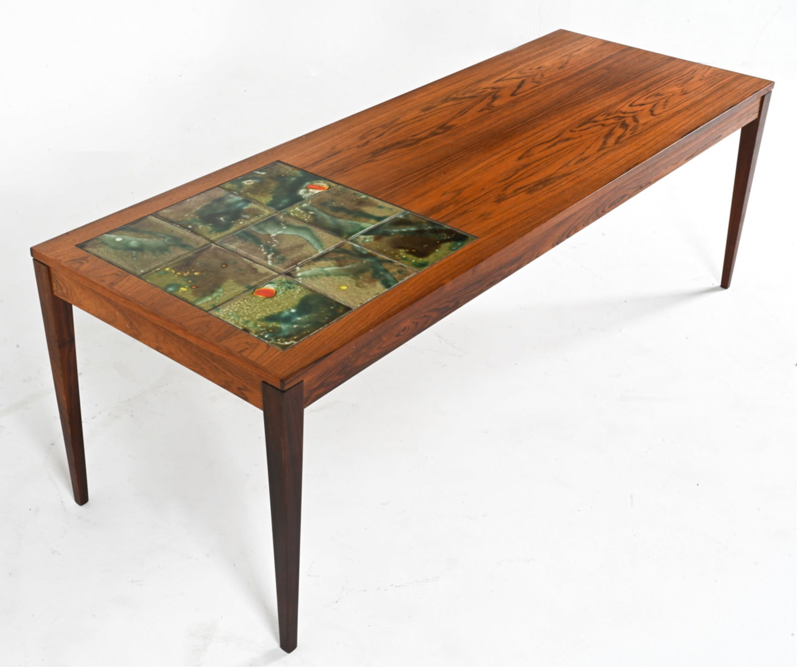 DANISH MID-CENTURY ROSEWOOD & TILE COFFEE TABLE (1 of 8)
