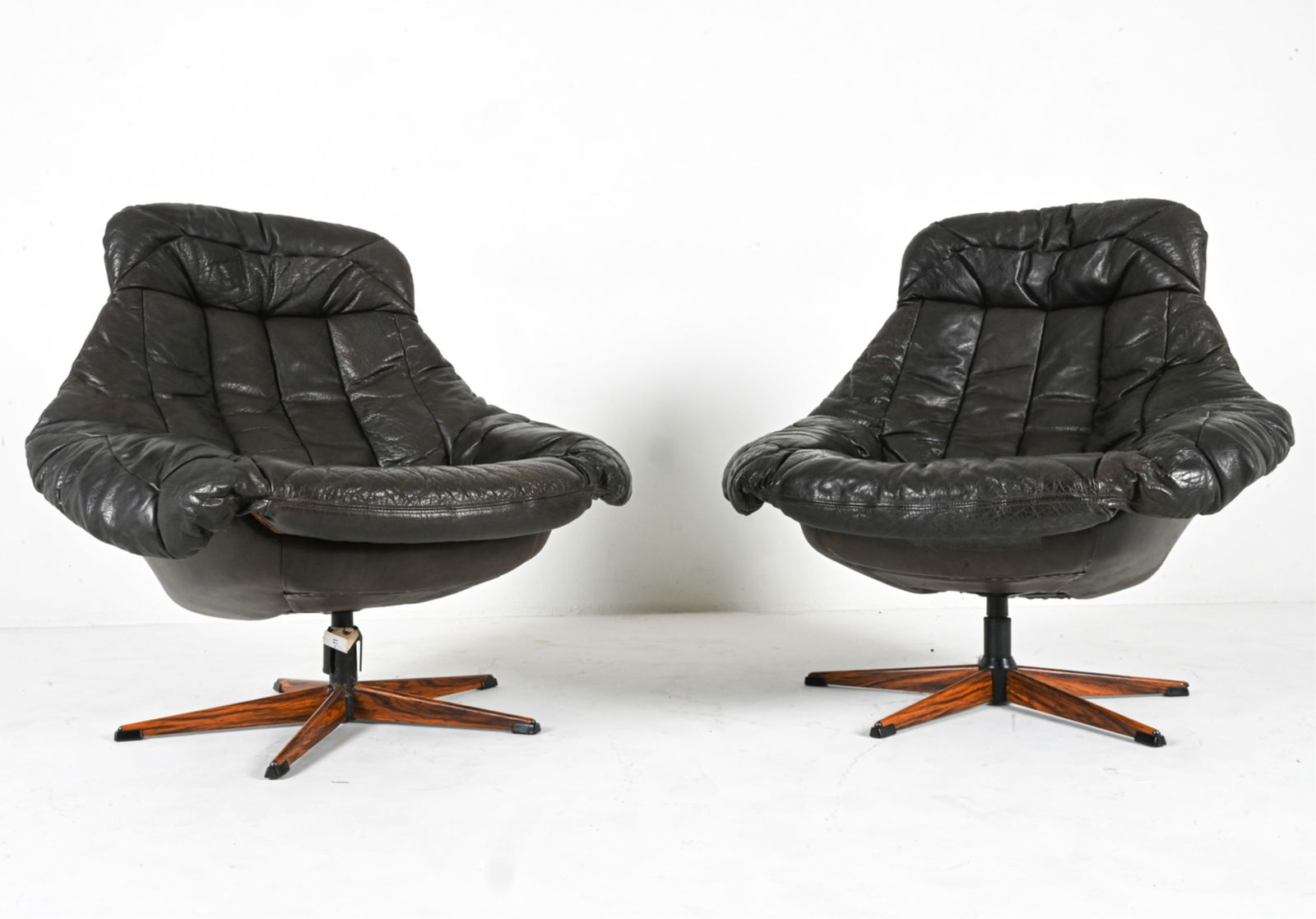 (2) H.W. KLEIN BRAMIN BUFFALO LEATHER EGG CHAIRS (1 of 10)