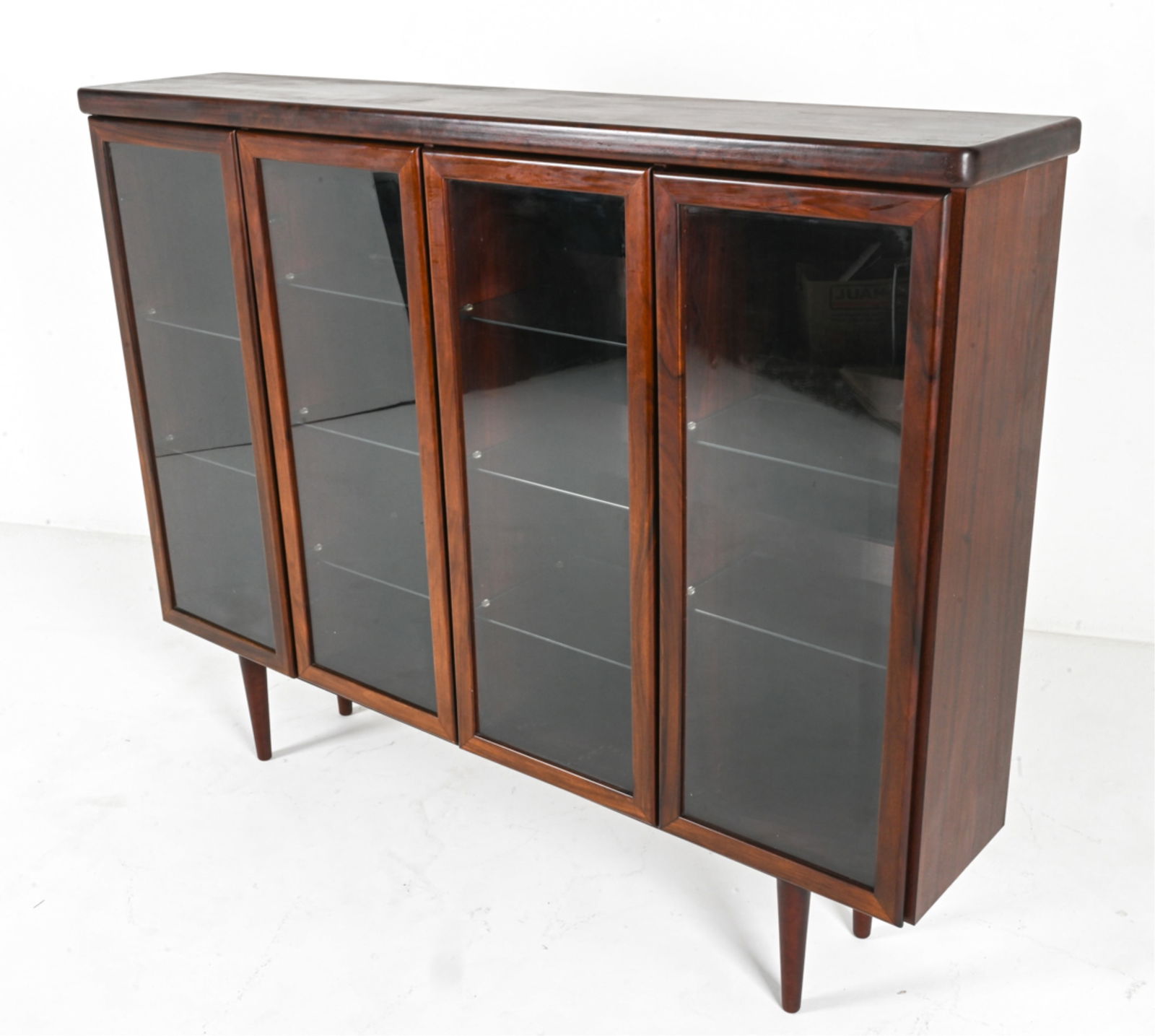 DANISH ROSEWOOD & SMOKED GLASS BOOKCASE CABINET (1 of 14)