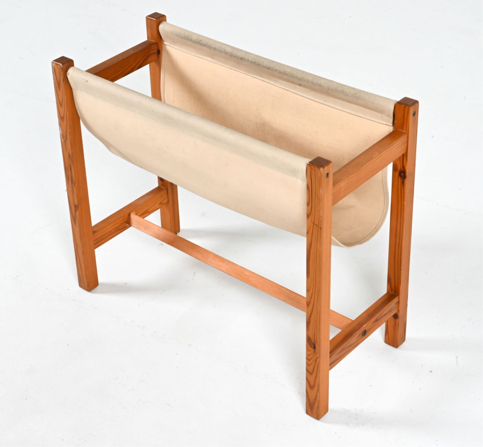 SCANDINAVIAN MODERN PINE & CANVAS MAGAZINE RACK (1 of 12)