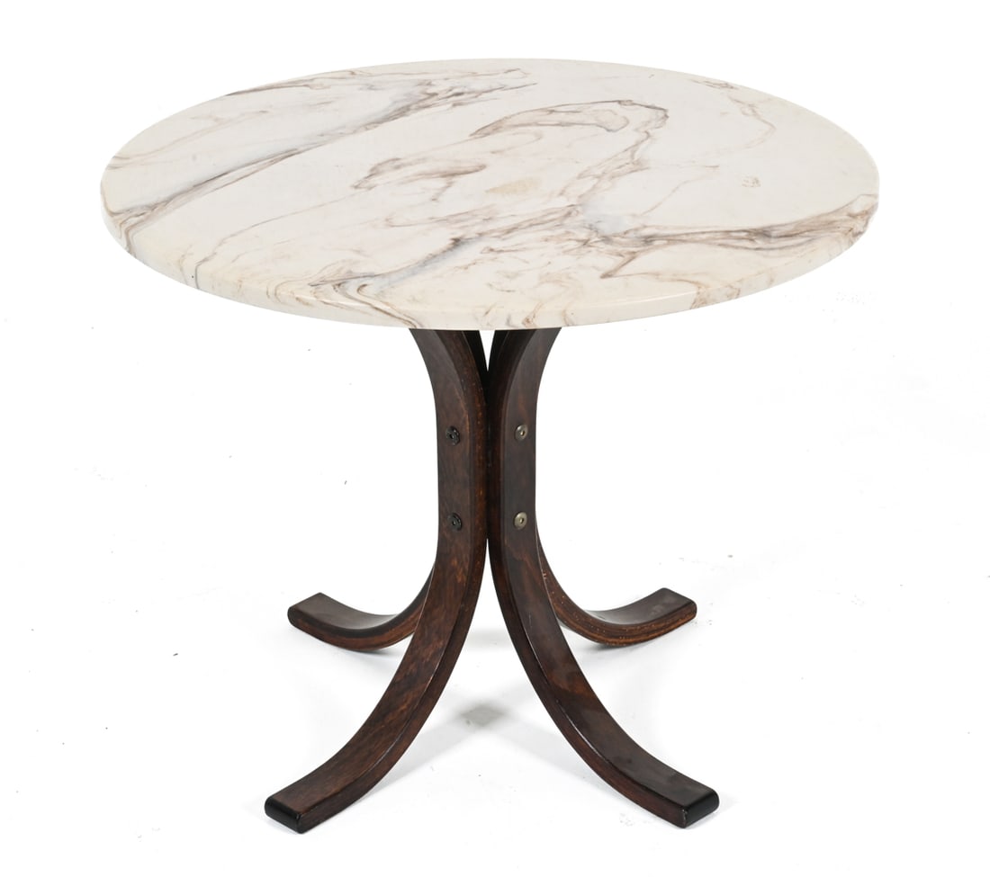 SCANDINAVIAN BENTWOOD & MARBLE END TABLE (1 of 10)
