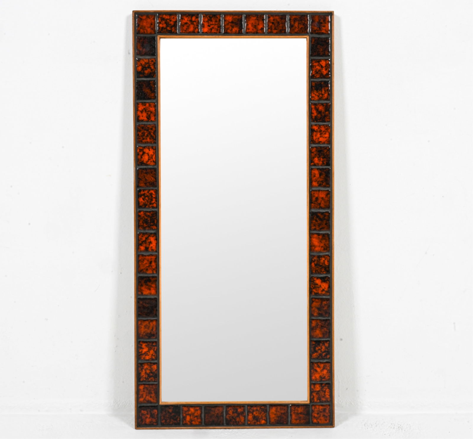 SCANDINAVIAN MODERN OAK & CERAMIC TILE MIRROR (1 of 8)