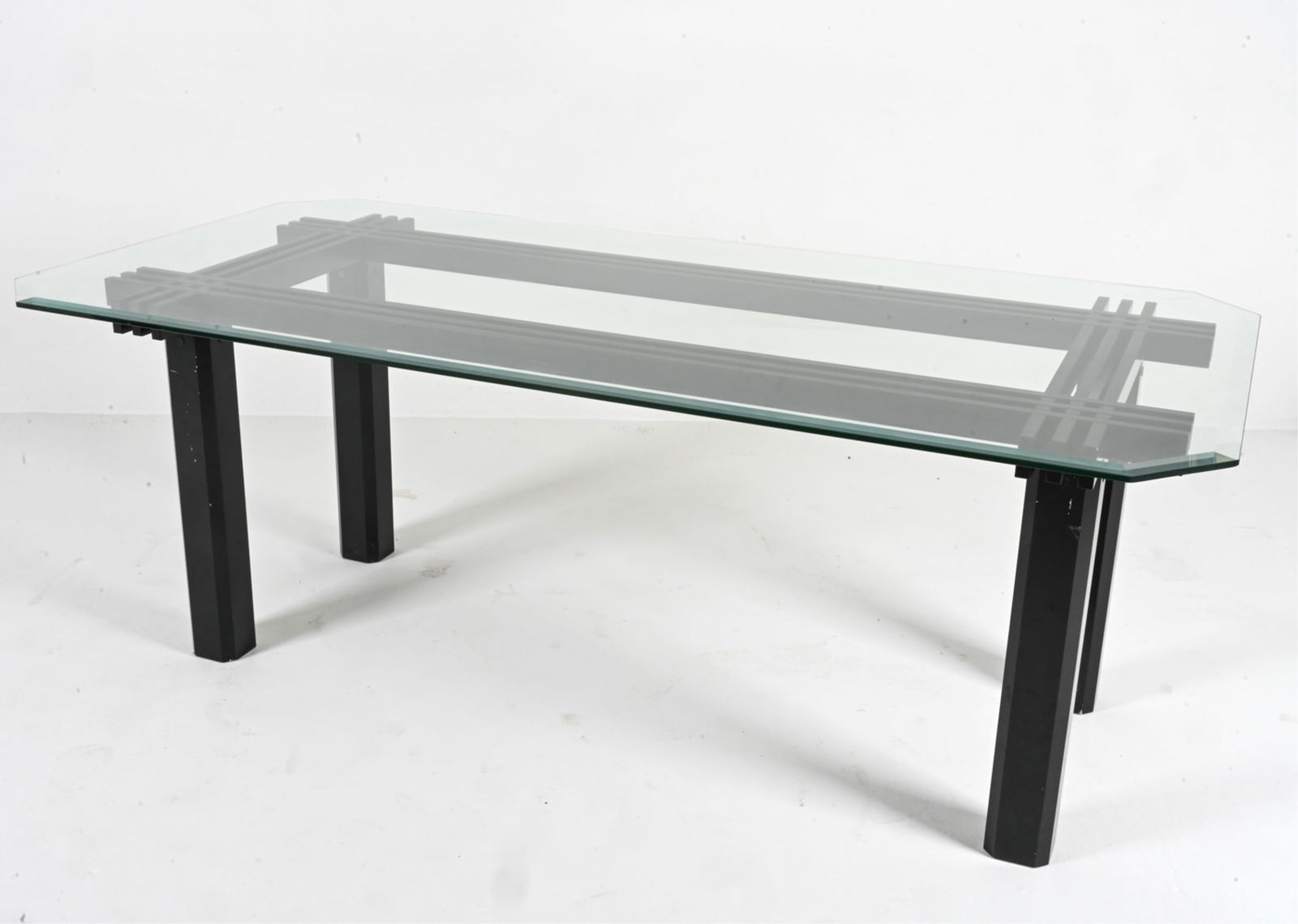 MODERN ARCHITECTURAL WOOD & GLASS DINING TABLE (1 of 12)