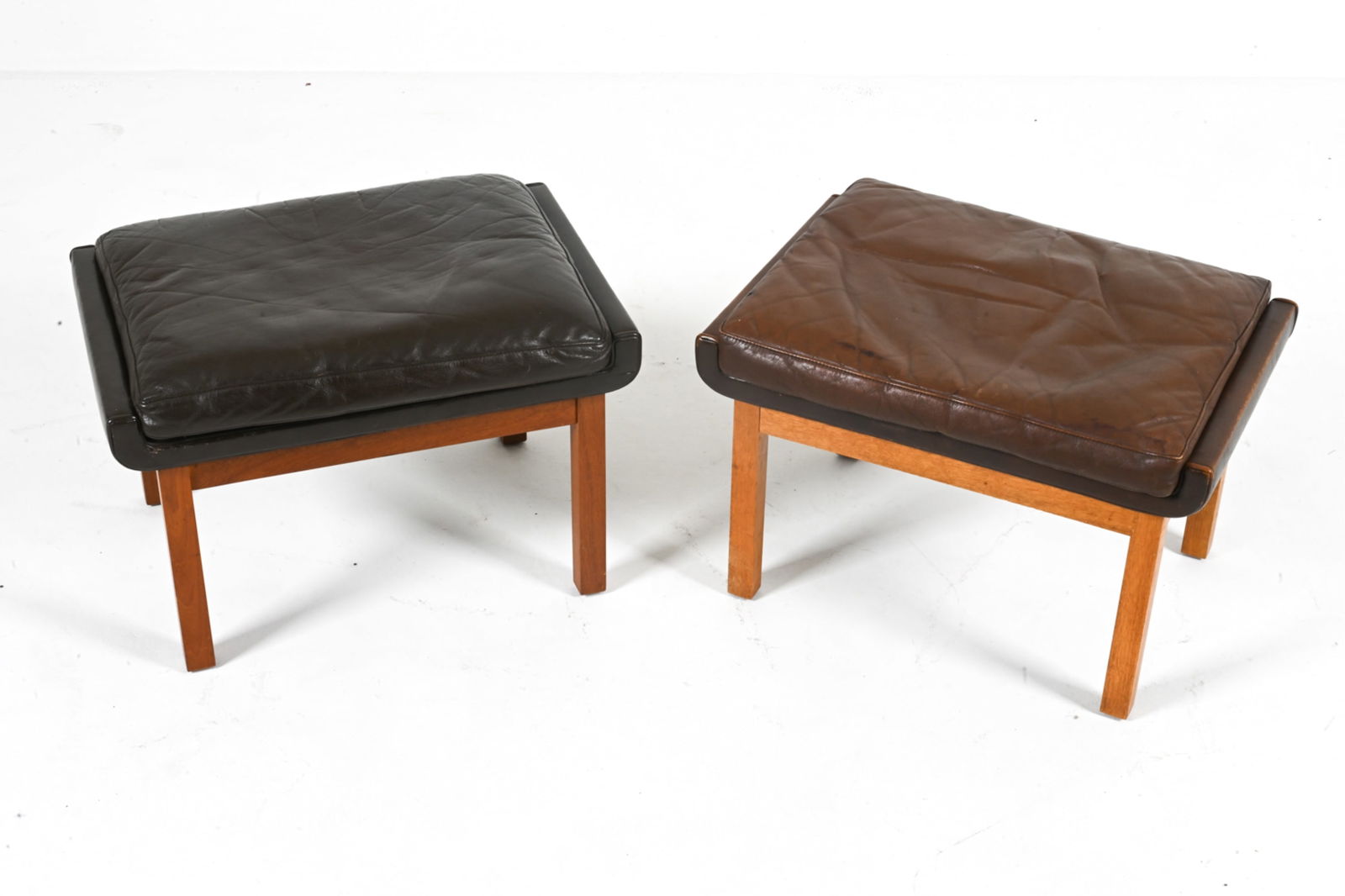 (2) FINN JUHL LEATHER OTTOMANS OR STOOLS (1 of 12)