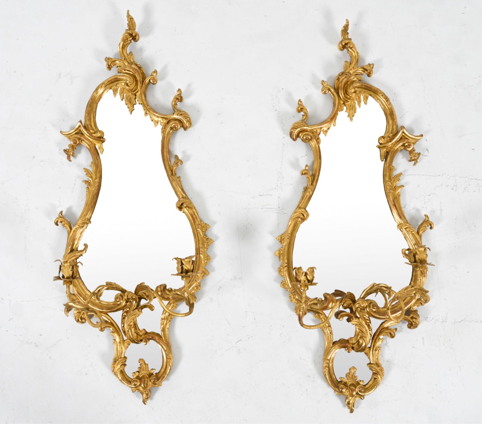 (2) LOUIS XV-STYLE GILT GIRANDOLE MIRROR SCONCES (1 of 14)