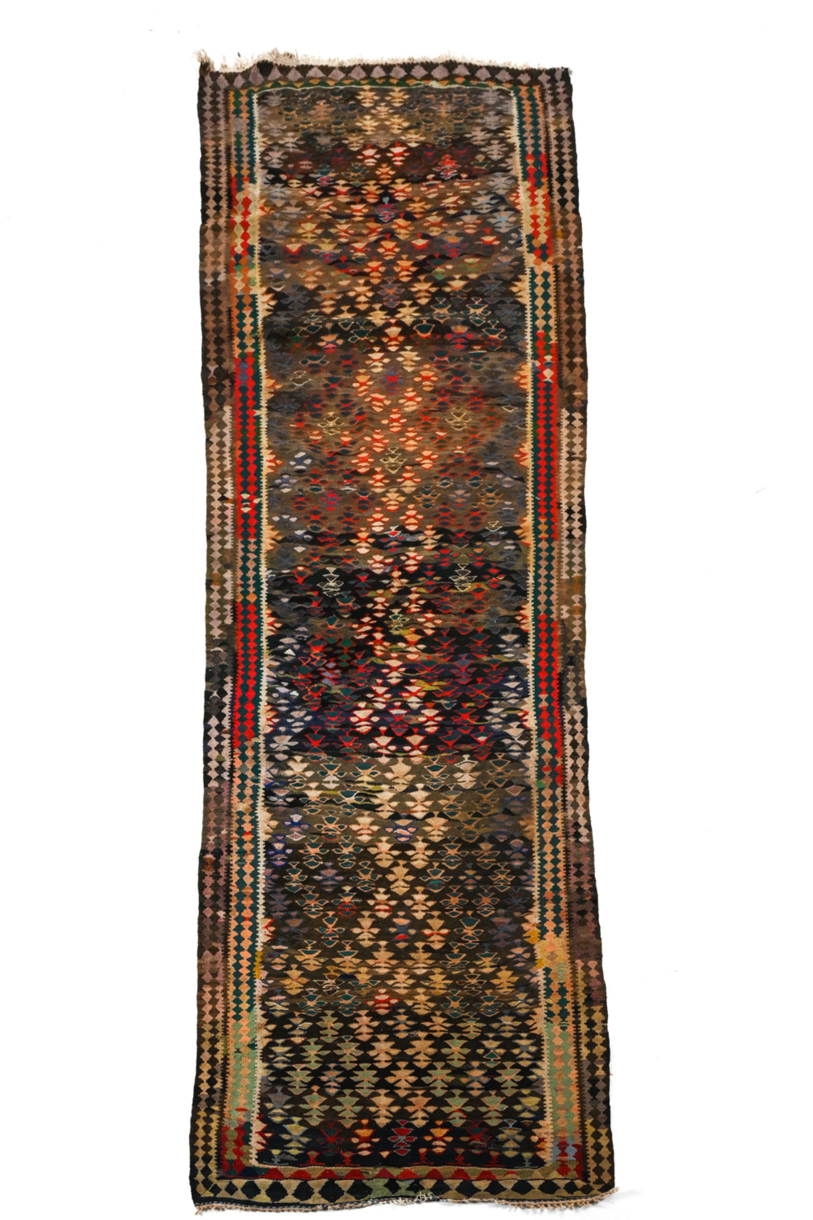 ANTIQUE QAZVIN TRIBAL KILIM RUNNER RUG (1 of 11)