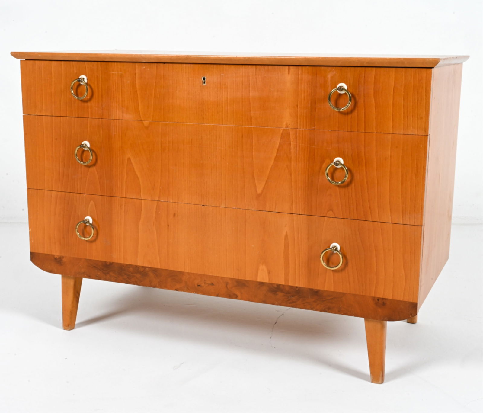 SWEDISH EARLY MODERN ELM & BURLWOOD CHEST (1 of 15)