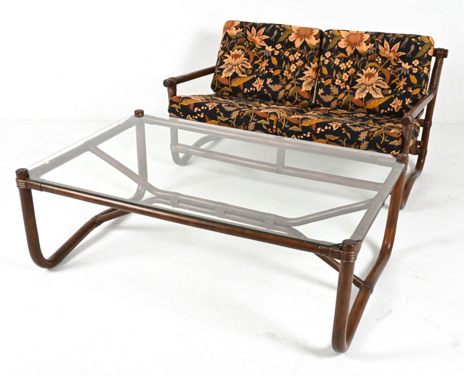 SCANDINAVIAN RATTAN SETTEE & COFFEE TABLE, 1970'S (1 of 16)