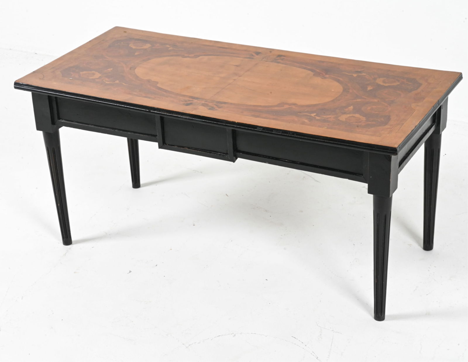 EBONIZED COCKTAIL TABLE WITH MARQUETRY INLAID TOP (1 of 12)