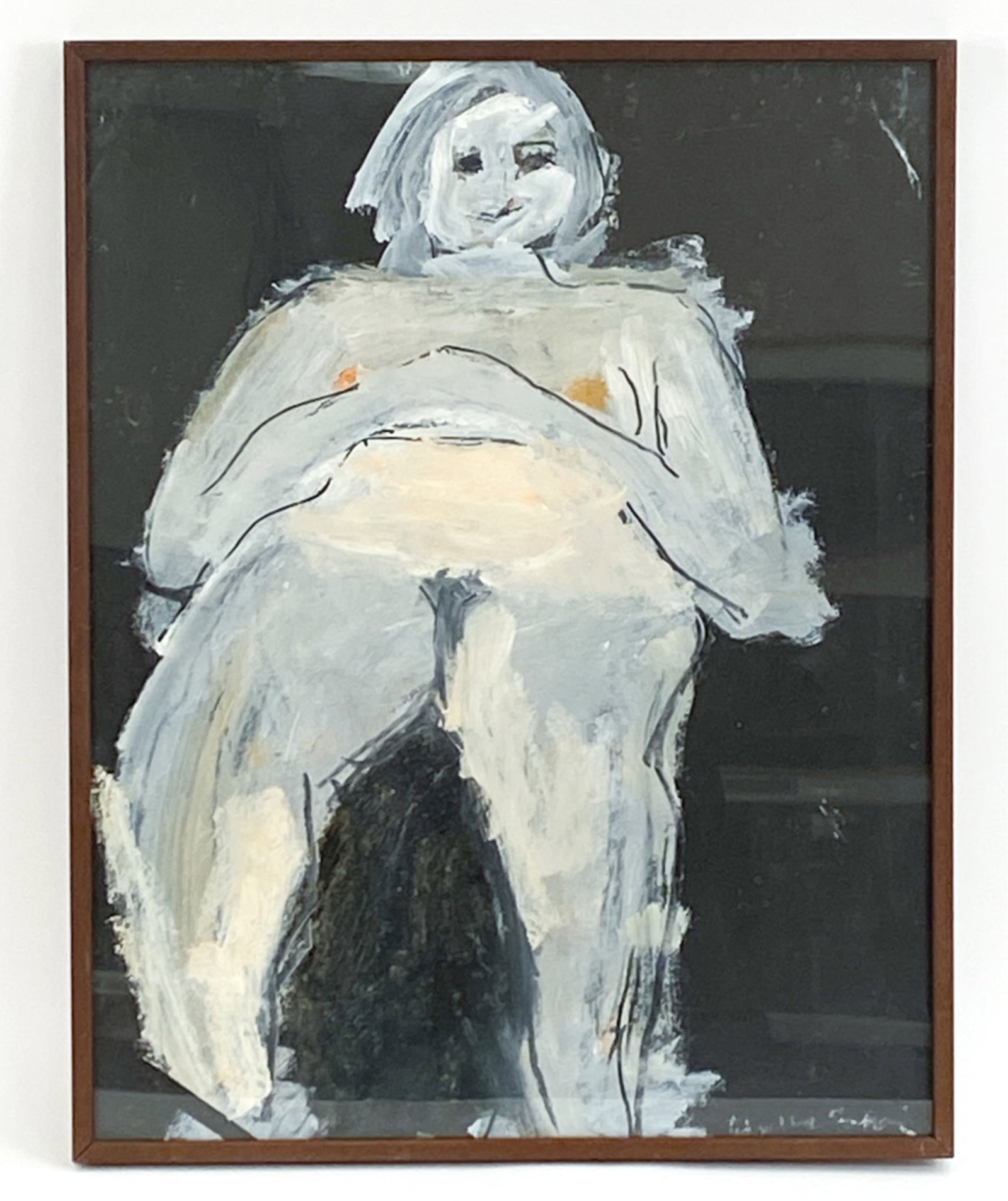 WALTER GUTMAN NUDE PAINTING: Oil on paper, reclining nude. Signed lower right. With gallery label verso. Dimensions: (Frame) H 26.75" x W 21.25" (Board) H 26" x W 20.5" Condition: Light handling marks under the glass. Frame with
