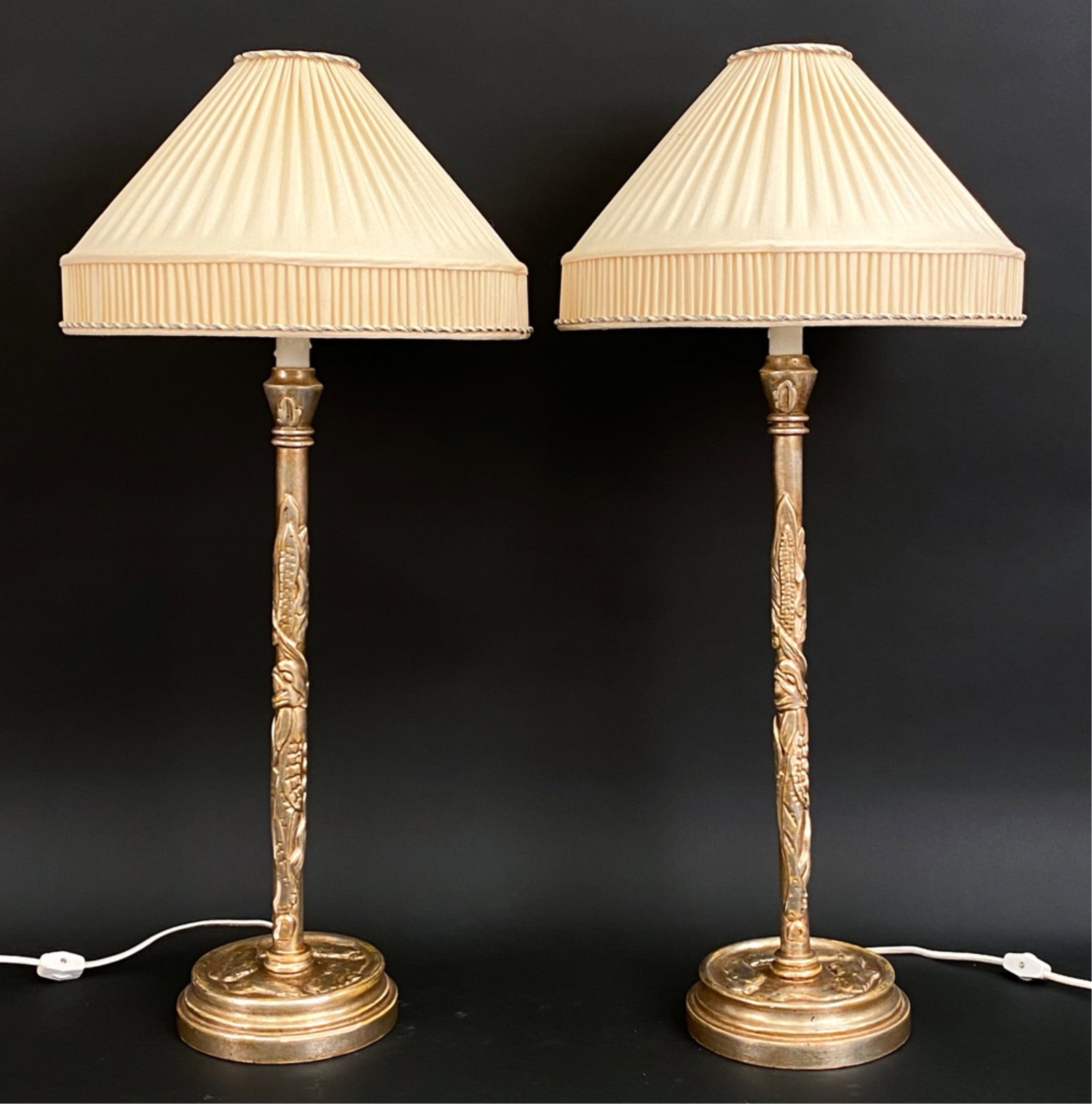 PAIR OF SILVER LEAF TABLE LAMPS (1 of 11)