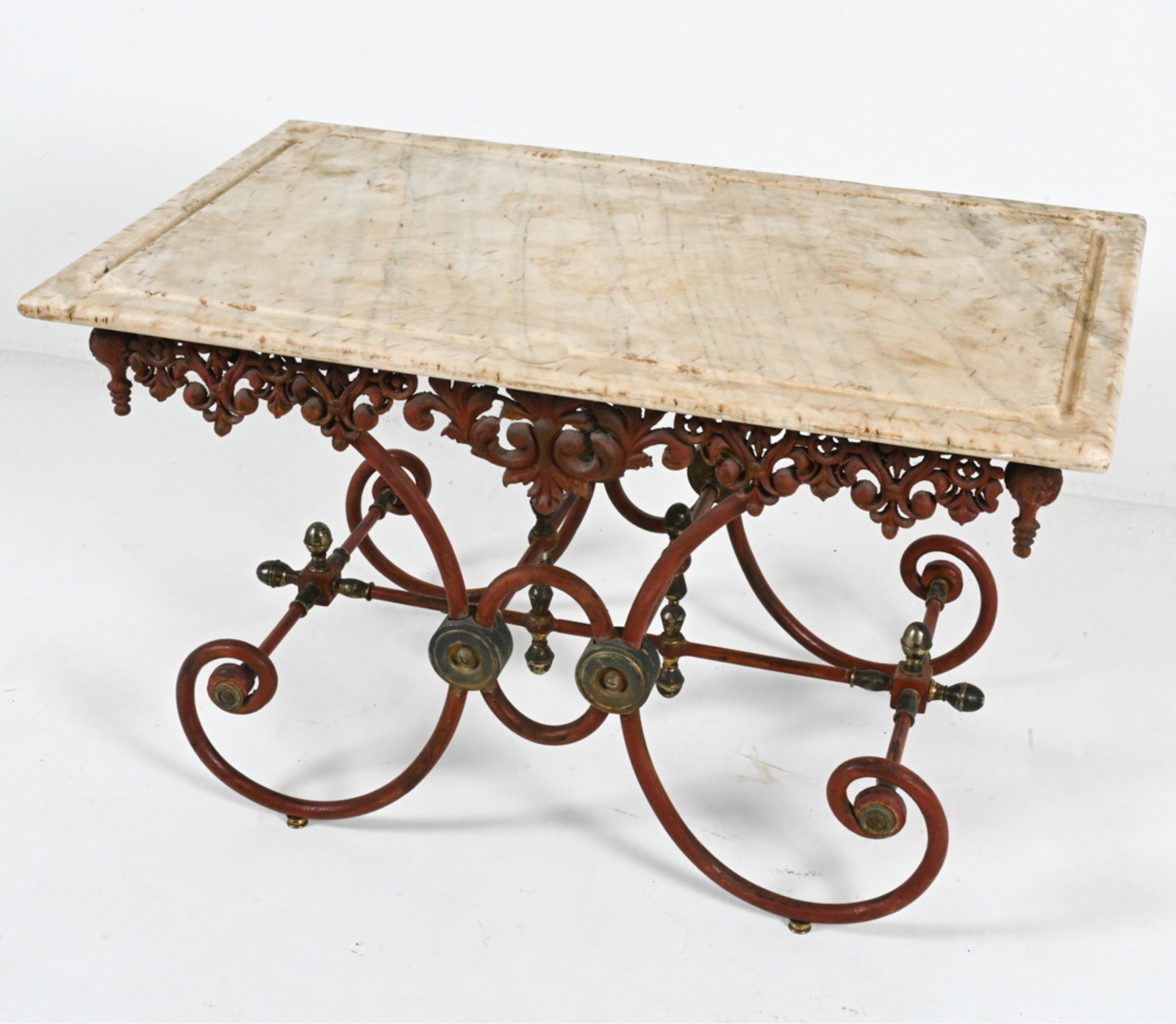 ANTIQUE FRENCH CAST IRON & MARBLE PASTRY TABLE (1 of 14)