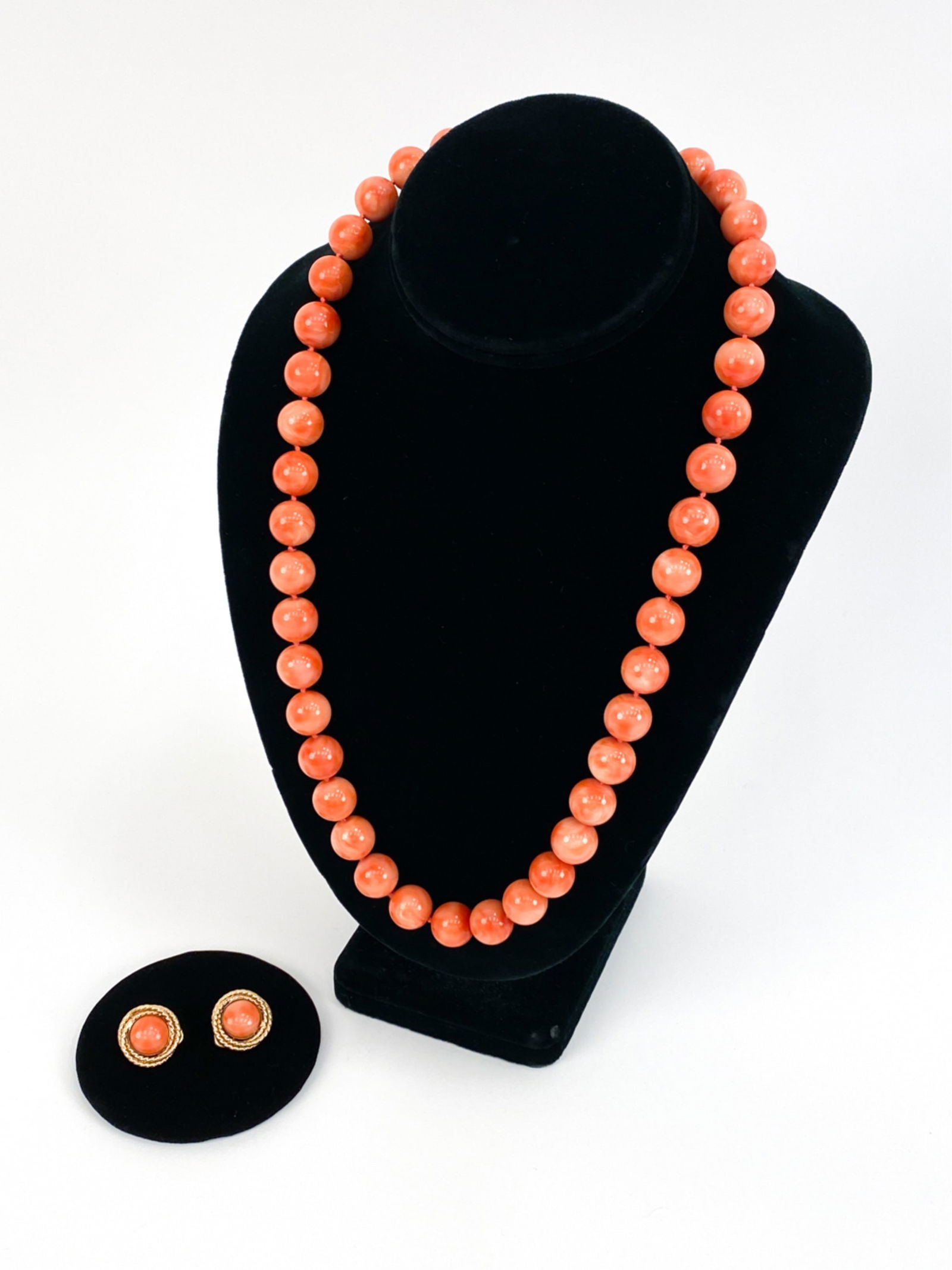 ESTATE 14K GOLD & PINK CORAL JEWELRY SUITE (1 of 8)