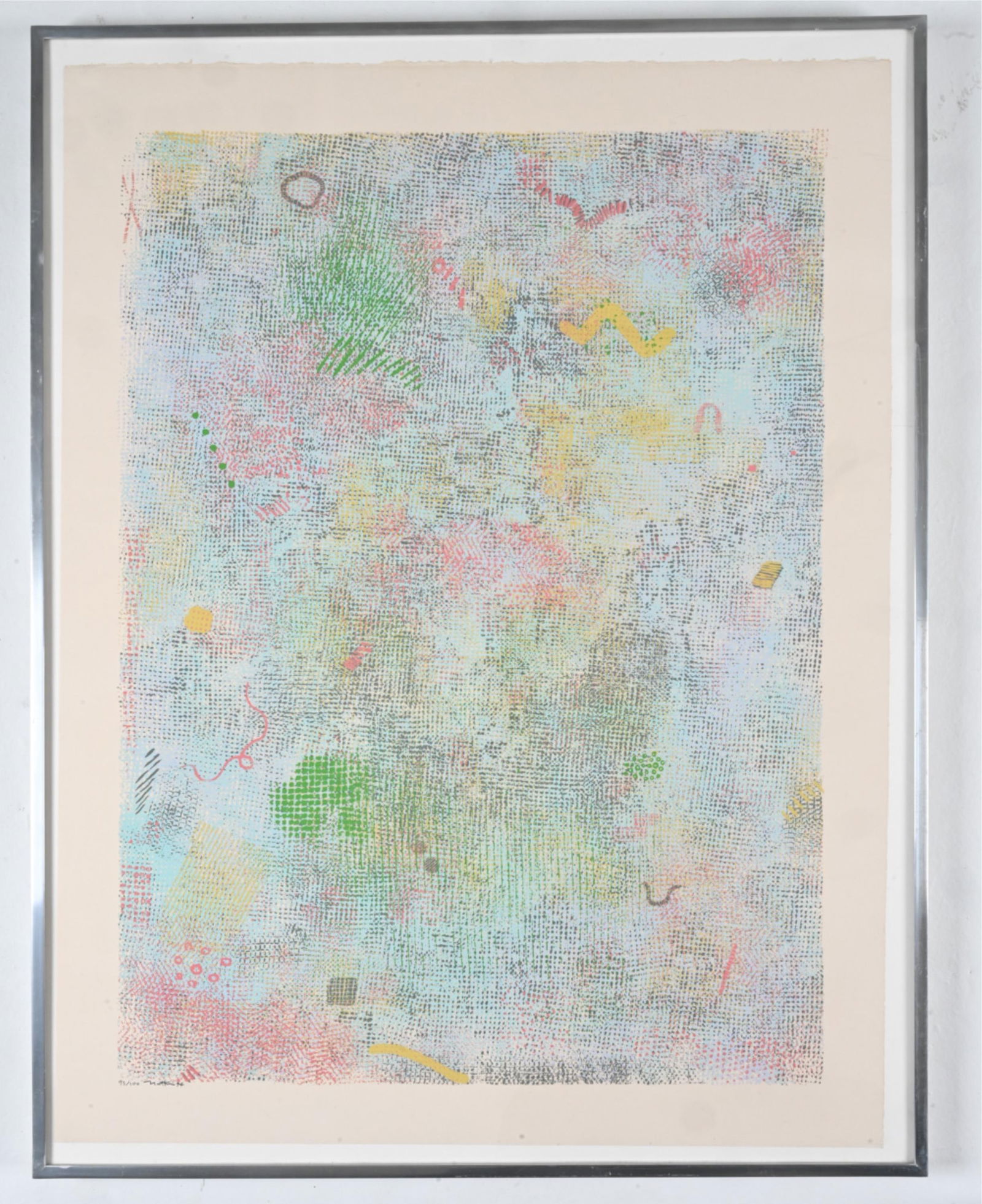 ROBERT NATKIN (1930-2010) SIGNED SCREENPRINT: Editioned 93/100, signed and dated 1974 lower left. Dimensions: (Frame) H 43.25" x W 33.5" ; (Paper) H 40.5" x W 31". Condition: Not examined out of frame. Paper appears clean, colors bright. A few sc
