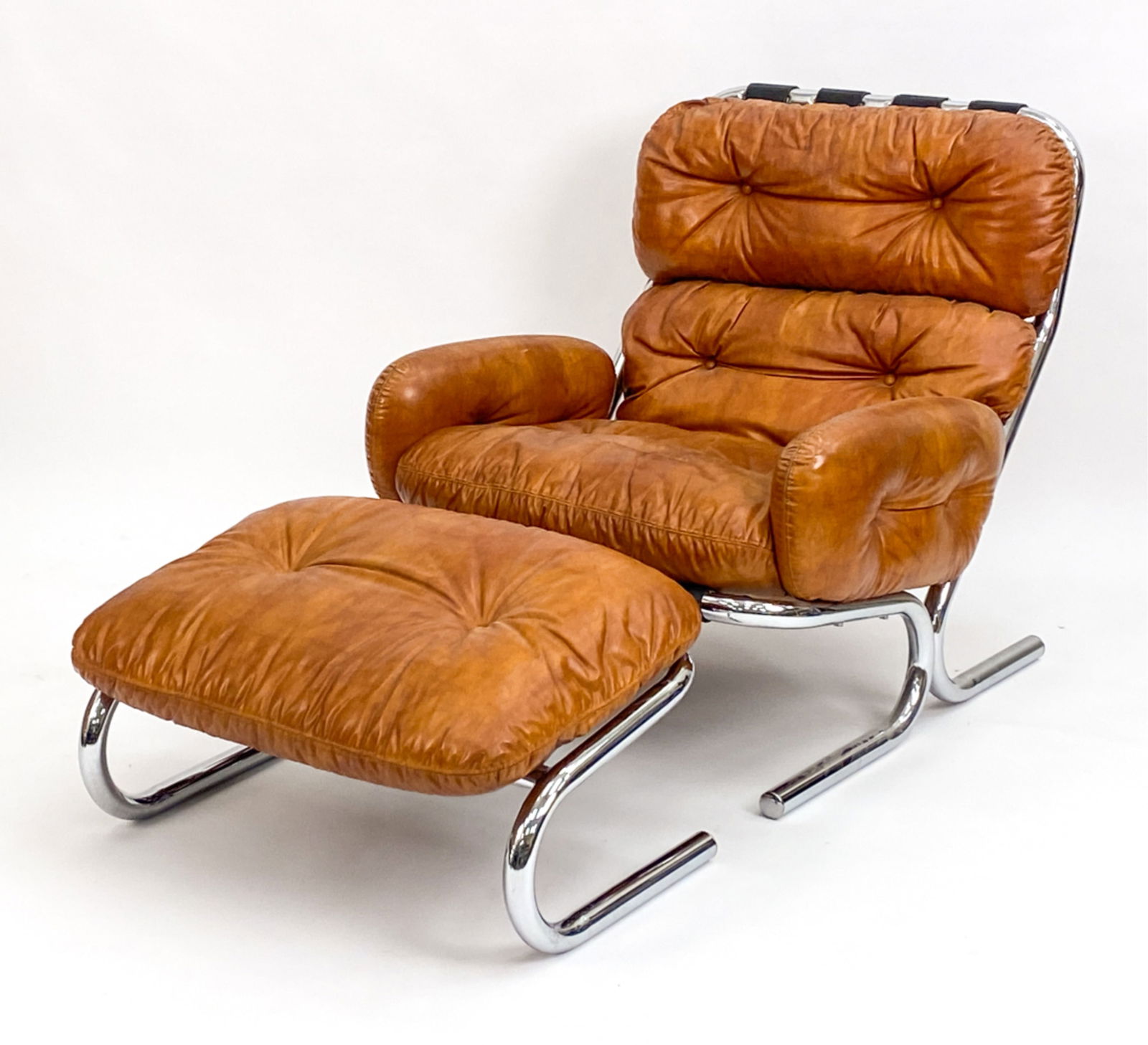 MILO BAUGHMAN DIRECTIONAL CHROME CHAIR & OTTOMAN (1 of 19)