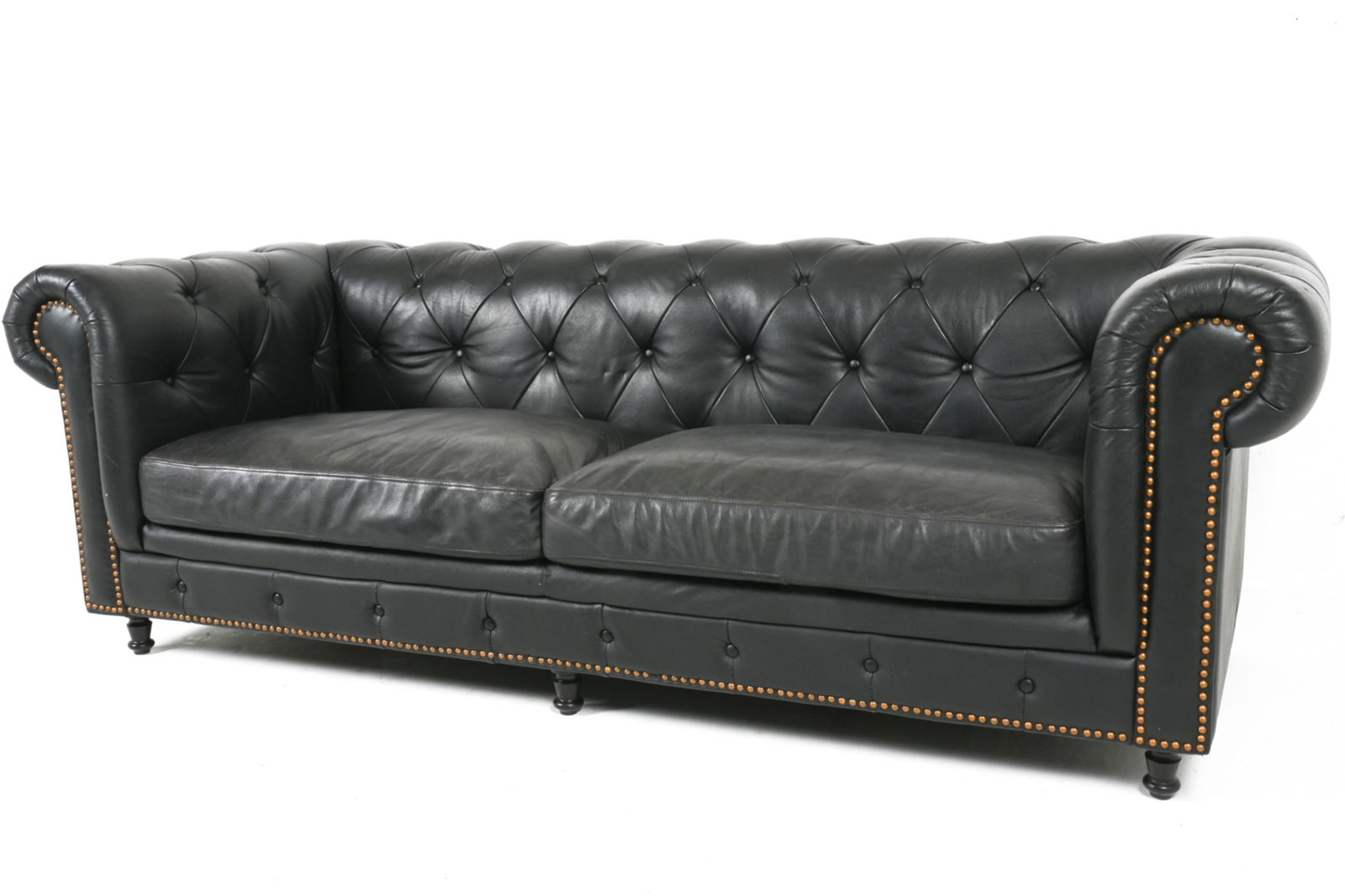 LARGE CONTEMPORARY LEATHER CHESTERFIELD SOFA (1 of 10)