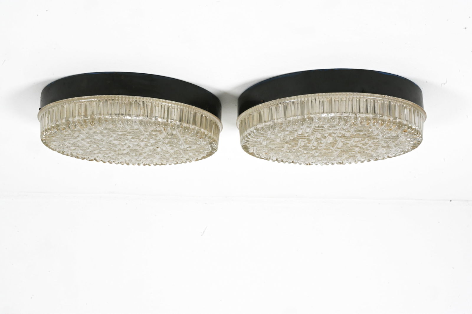 (2) BUBBLE GLASS FLUSH-MOUNT LIGHTS, C. 1970'S (1 of 12)