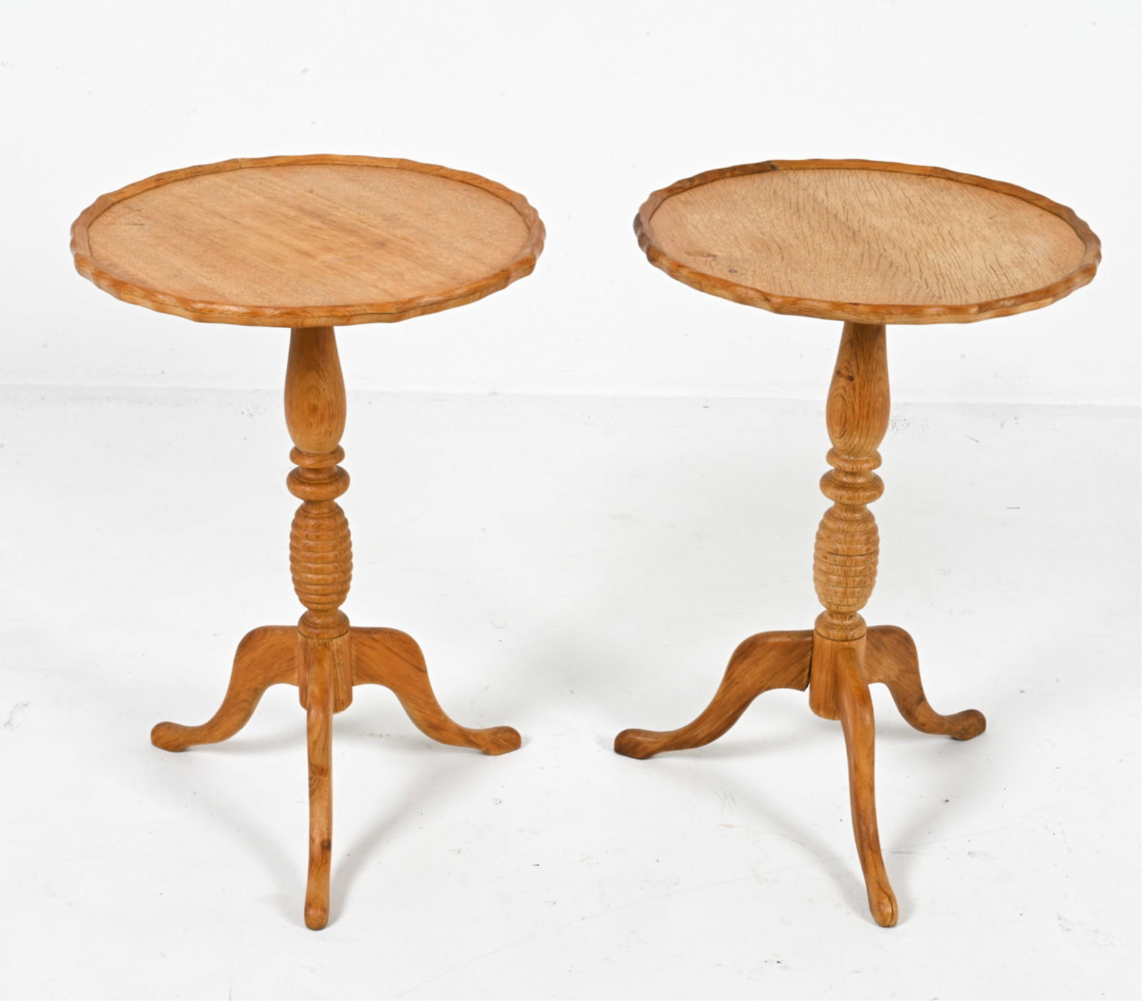(2) SCANDINAVIAN QUARTER-SAWN OAK ACCENT TABLES (1 of 9)