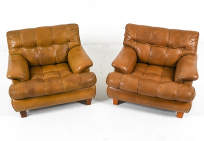 PAIR OF LEATHER "MEXICO" ARMCHAIRS BY ARNE NORELL