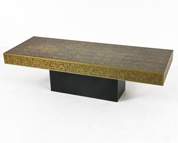 ATTR. BERNHARD ROHNE ETCHED METAL COFFEE TABLE