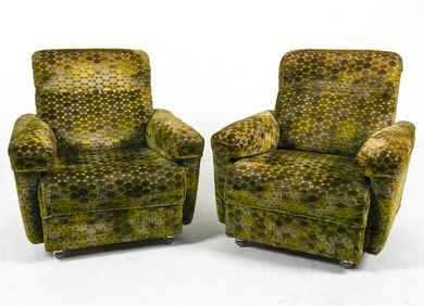 PAIR OF GERMAN SPACE AGE CUT VELVET LOUNGE CHAIRS