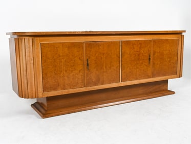 ART DECO-EARLY MODERN BURLWOOD PANELED SIDEBOARD