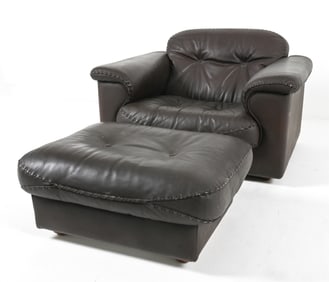 DE SEDE DS-101 'JAMES BOND' LEATHER CHAIR, OTTOMAN