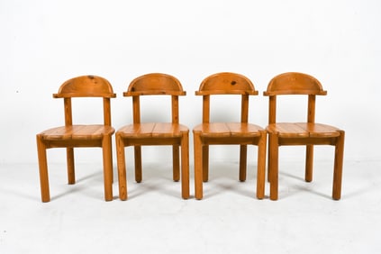 (4) MANNER OF RAINER DAUMILLER PINE DINING CHAIRS