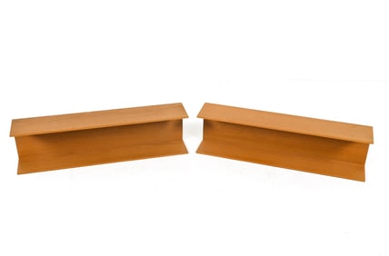 (2) WALTER WIRZ WILHELM RENZ OAK FLOATING SHELVES