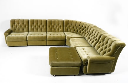 1970'S LAAUSER-STYLE MOHAIR MODULAR SECTIONAL SOFA