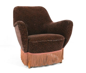 GERMAN MID-CENTURY VELVET EASY CHAIR, C. 1950'S